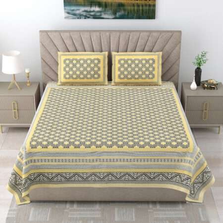 Double Bed Pure Cotton Bedsheet with 2 Pillow Covers