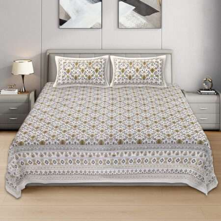 108 x108 Inches King Size Cotton Bed Sheet with 2 Pillow Covers