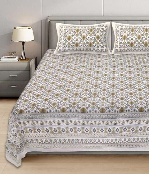 108 x108 Inches King Size Cotton Bed Sheet with 2 Pillow Covers - Image 2