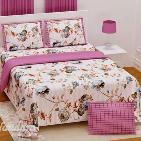108 x108 Inches King Size Cotton Bed Sheet with 2 Pillow Covers