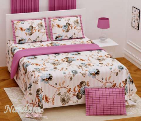 108 x108 Inches King Size Cotton Bed Sheet with 2 Pillow Covers