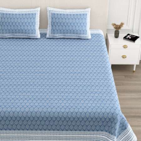 Premium Cotton 108×108 King Size Bed Sheet | 2 Pillow Covers