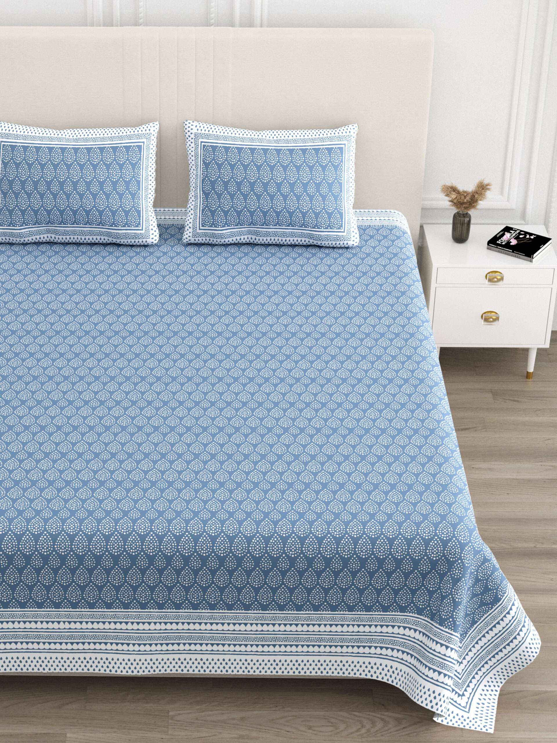 Premium Cotton 108x108 King Size Bed Sheet | 2 Pillow Covers - Image 2