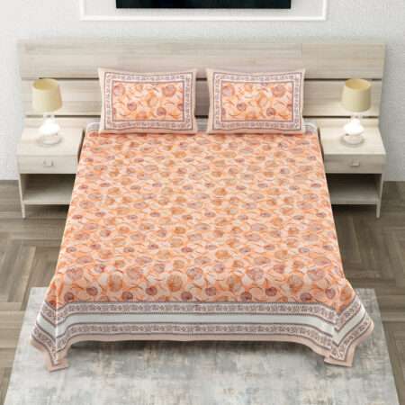 108 x108 Inches King Size Cotton Bed Sheet with 2 Pillow Covers