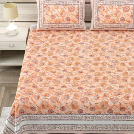 108 x108 Inches King Size Cotton Bed Sheet with 2 Pillow Covers