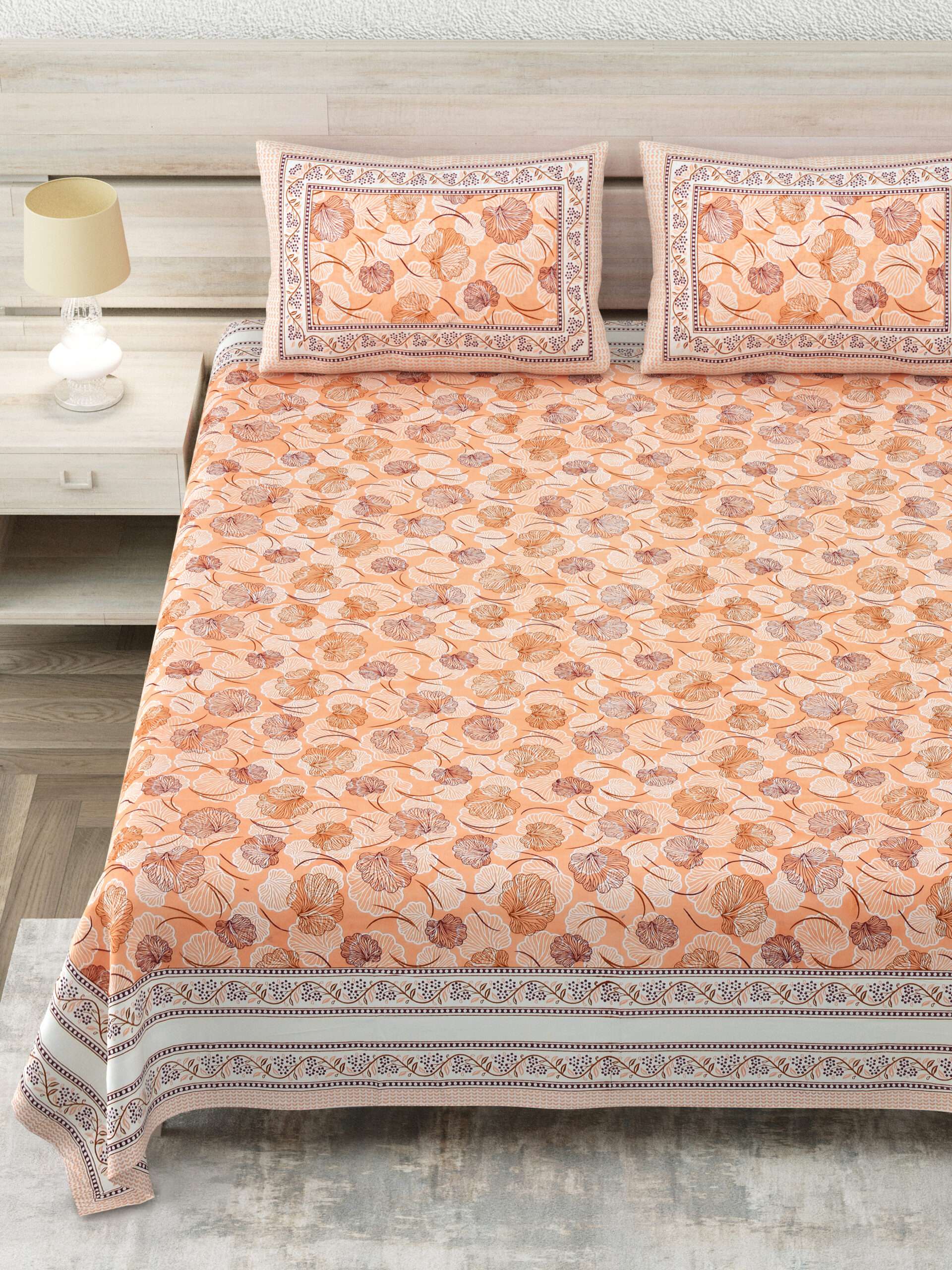 108 x108 Inches King Size Cotton Bed Sheet with 2 Pillow Covers - Image 2