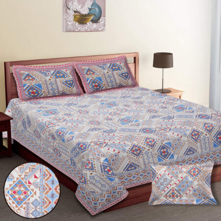 Cotton Diwan 70×100 Inches Bedsheet with 2 Pillow Covers