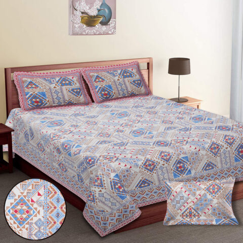 Cotton Diwan 70x100 Inches Bedsheet with 2 Pillow Covers
