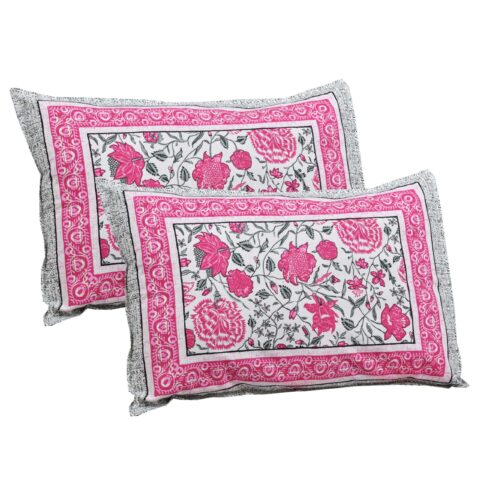 Pink Floral 100% Cotton 90x108 Inches Double Bed Sheet + 2 Pillow Covers - Image 5