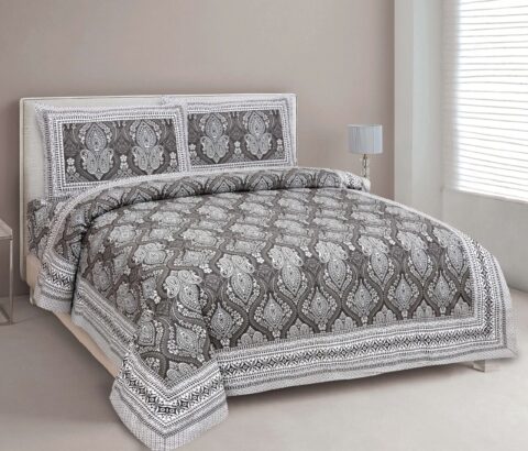 Pure Cotton 90x108 Inches Ethnic Jaipuri Double Bed Sheet