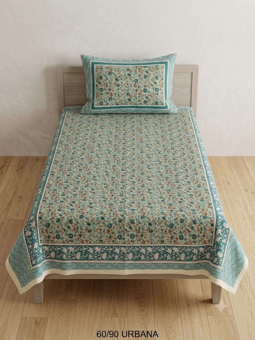 Single Bedsheet 5 x 7.5 feet with 1 Pillow Cover