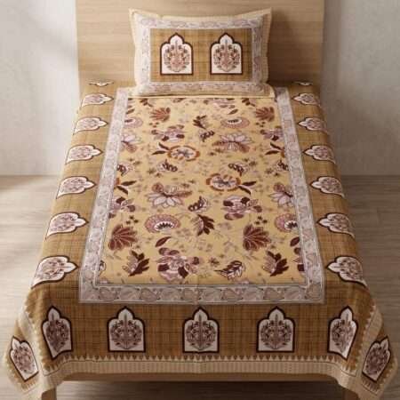 Cotton Single Bedsheet 60×90 Inches with 1 Pillow Cover