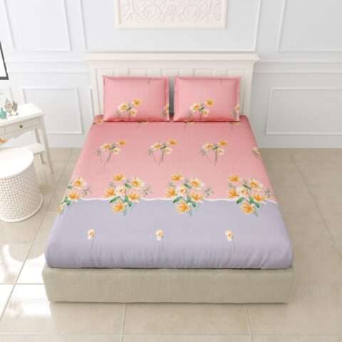 Elastic Fitted 72x78x10 Inches King Size Bedsheet | Glace Cotton