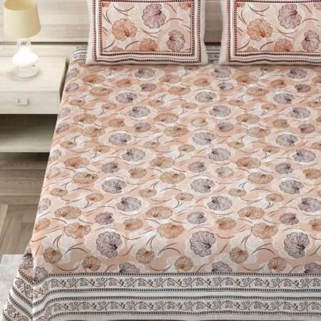 Cotton Double Bedsheet 90×108 Inches with 2 Pillow Covers