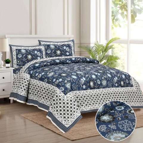 King Size 100x108 Inches Pure Cotton Bedsheet | 2 Pillow Covers