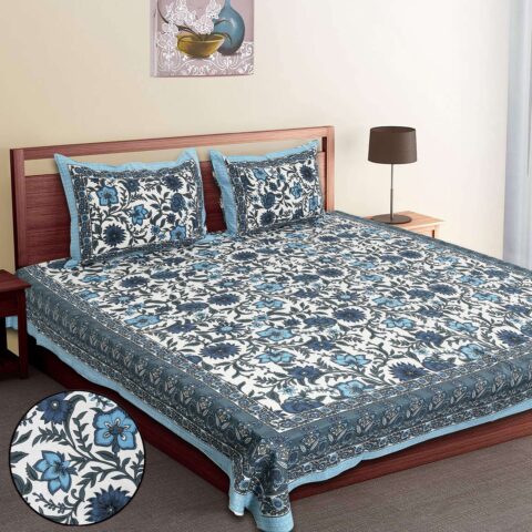Pure Cotton Double Bed Sheet 90x108 Inches | Queen Size Cotton Bedsheet