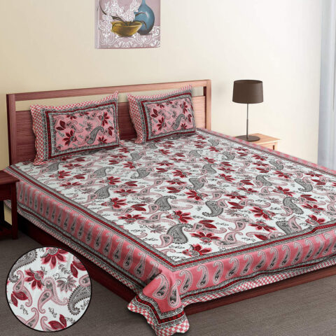 Queen Size 90x108 Inches Bedsheet Made with Pure Cotton + 2 Pillow Covers + Sharma Decoration + Cotton Bedsheet for Double Bed