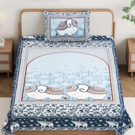 Single Bed Cotton Bedsheet | 1 Pillow Cover | Sharma Decoration