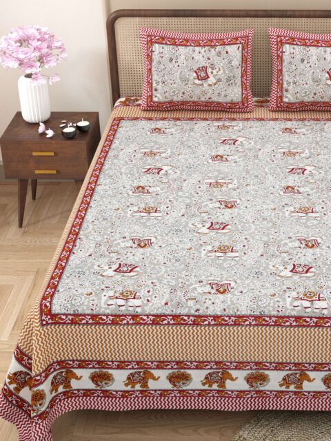 Sharma Decoration | 90x108" Queen Bedsheet Pure Cotton - Image 2