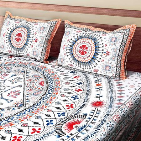 Pure Cotton Diwan Bedsheet 70×100 Inches | 2 Pillow Covers
