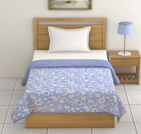 Floral Print Single Bed 60x90 Inches AC Dohar or Quilt | Reversible | Flannel Filling | 1 Piece