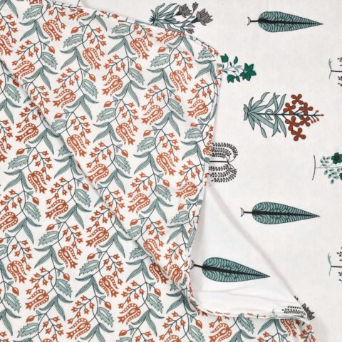 Flannel Filling Grey Leaves Double Bed 100% Cotton Dohar or Quilt in 90x100 Inches - Image 3