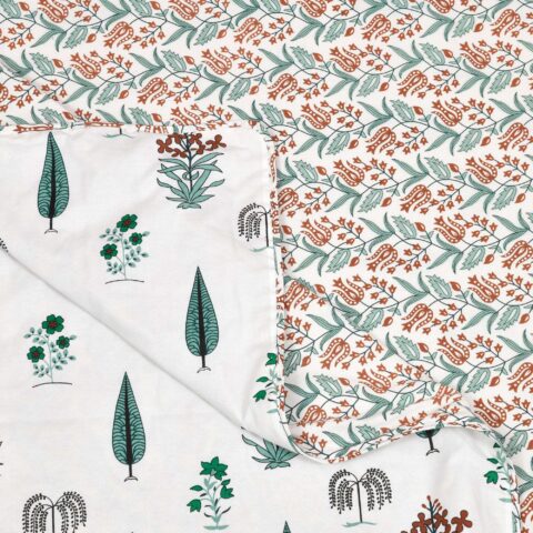 Flannel Filling Grey Leaves Double Bed 100% Cotton Dohar or Quilt in 90x100 Inches - Image 4