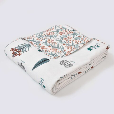 Flannel Filling Grey Leaves Double Bed 100% Cotton Dohar or Quilt in 90x100 Inches - Image 5