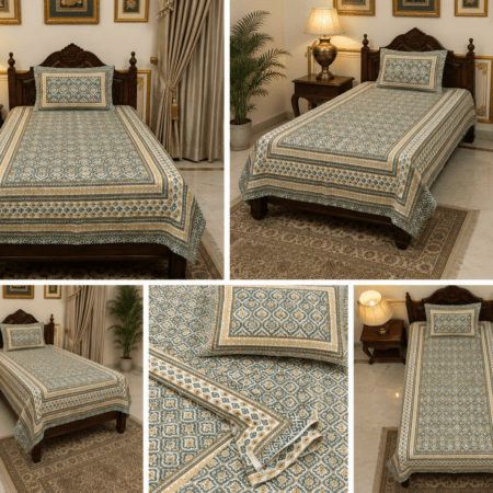 60″x90″ Single Bed Cotton Bedsheet with1 Pillow Cover
