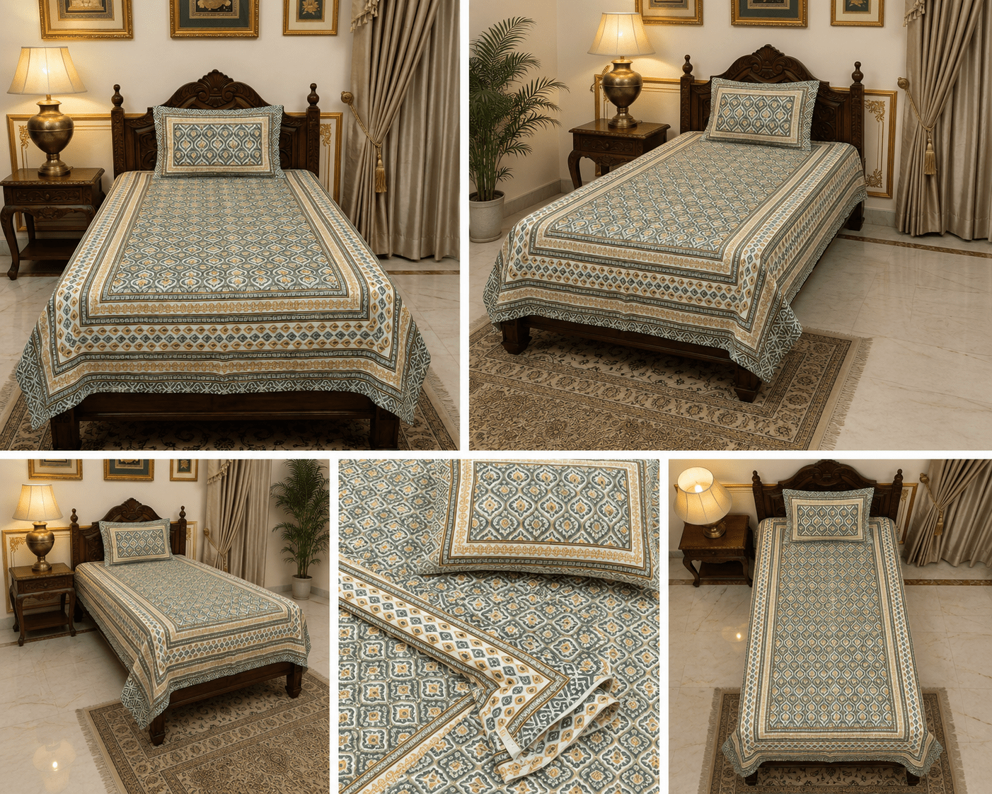 60"x90" Single Bed Cotton Bedsheet with1 Pillow Cover - Image 3