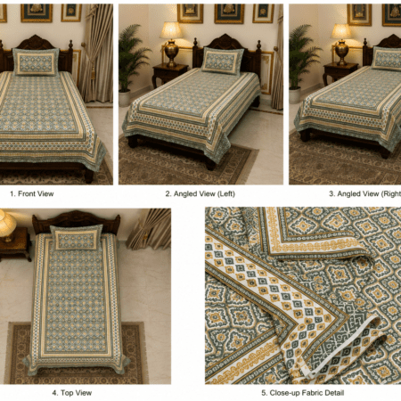 60″x90″ Single Bed Cotton Bedsheet with1 Pillow Cover