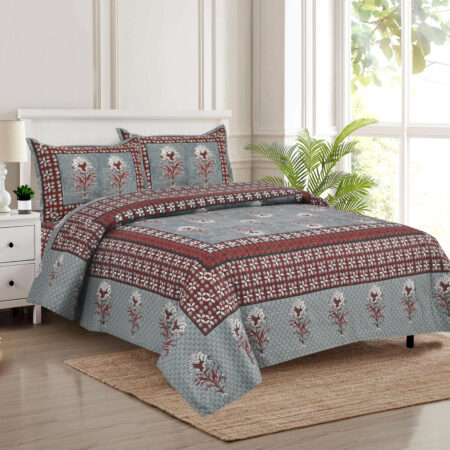 King Size Cotton Bedsheet | 100×108 Inches | 8.5 by 9 Feet | 2 Pillow Covers
