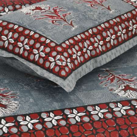 King Size Cotton Bedsheet | 100×108 Inches | 8.5 by 9 Feet | 2 Pillow Covers