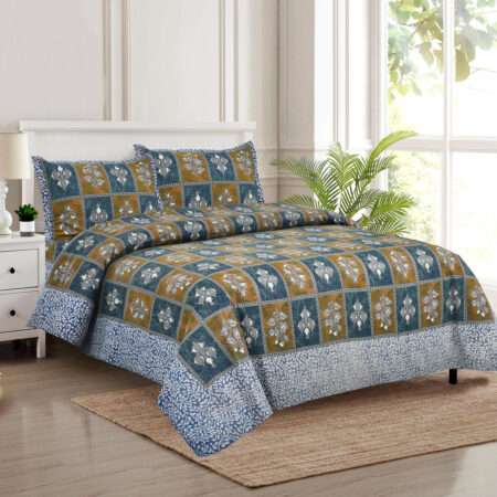 Pure Cotton King Size 100″x108″ Bedsheet | 2 Pillow Covers | Cotton 9 by 9 King Size Bedsheet
