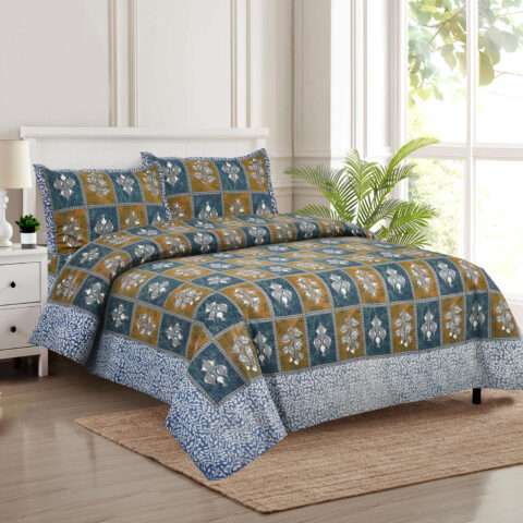 Pure Cotton King Size 100"x108" Bedsheet | 2 Pillow Covers | Cotton 9 by 9 King Size Bedsheet