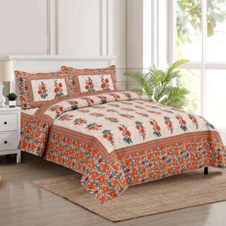 100×108″ Autoloom Cotton King Size Bedsheet + 2 Pillow Covers + Sharma Decoration
