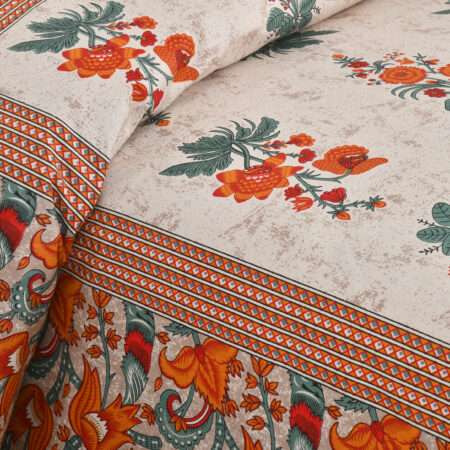100×108″ Autoloom Cotton King Size Bedsheet + 2 Pillow Covers + Sharma Decoration