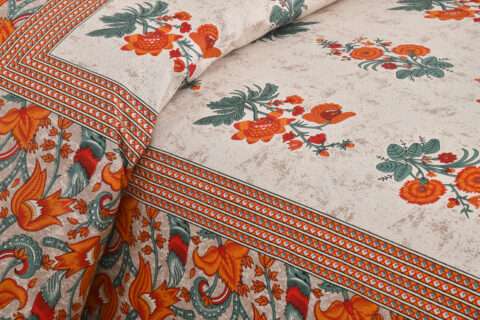 100x108" Autoloom Cotton King Size Bedsheet + 2 Pillow Covers + Sharma Decoration - Image 2