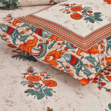 100×108″ Autoloom Cotton King Size Bedsheet + 2 Pillow Covers + Sharma Decoration