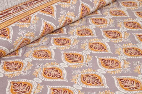 Mustard 90x108 Inches Queen Size Pure Cotton Bedsheet + 2 Pillow Covers - Image 2