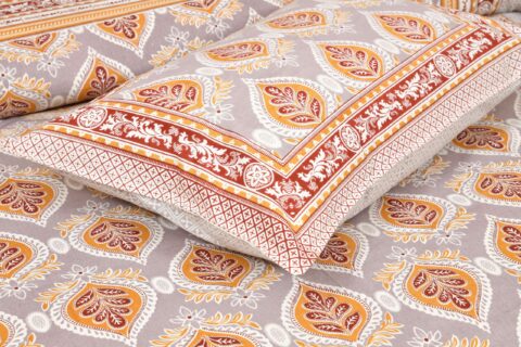 Mustard 90x108 Inches Queen Size Pure Cotton Bedsheet + 2 Pillow Covers - Image 3