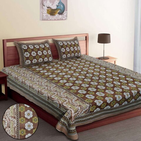 Fortune 90x108 Inches Pure Cotton Double Bed Sheet | 2 Pillow Covers