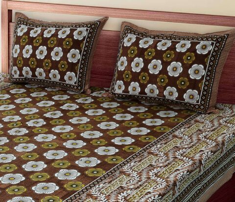 Fortune 90x108 Inches Pure Cotton Double Bed Sheet | 2 Pillow Covers - Image 2