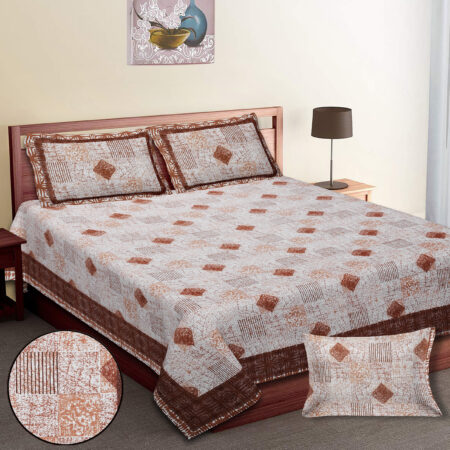 Diwan Size Bed Sheet 70″x100″ | Pure Cotton | 2 Pillow Covers