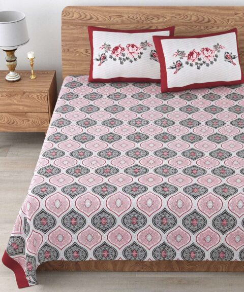 95x108 inches Double Bed Bedsheet | Pure Cotton | 2 Pillow Covers | Hawai Collection - Image 2