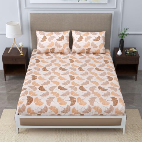 Glace Cotton 72x78x8" Fitted Double Bedsheet + 2 Pillow Covers