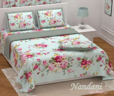 108x108 King Size Bed Sheet | Twill Cotton Fabric | 2 Pillow Covers