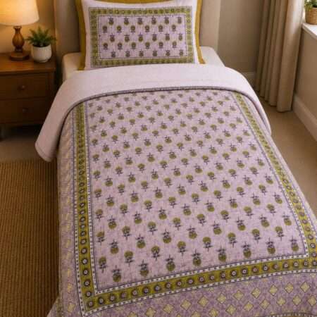 Cotton Single Bed Sheet 60″x90″ with 1 Pillow Cover | Fast Colours