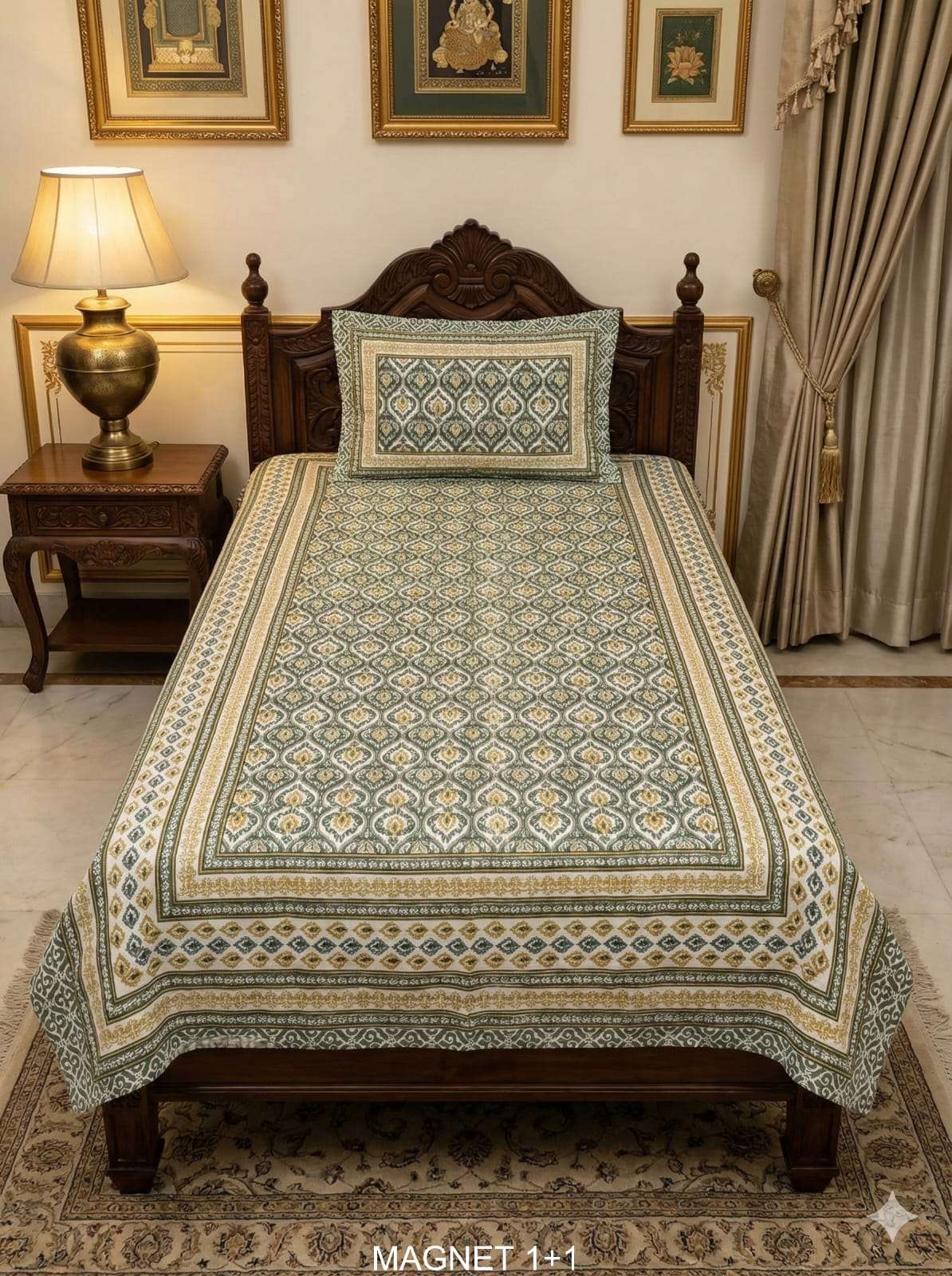 60"x90" Single Bed Cotton Bedsheet with1 Pillow Cover