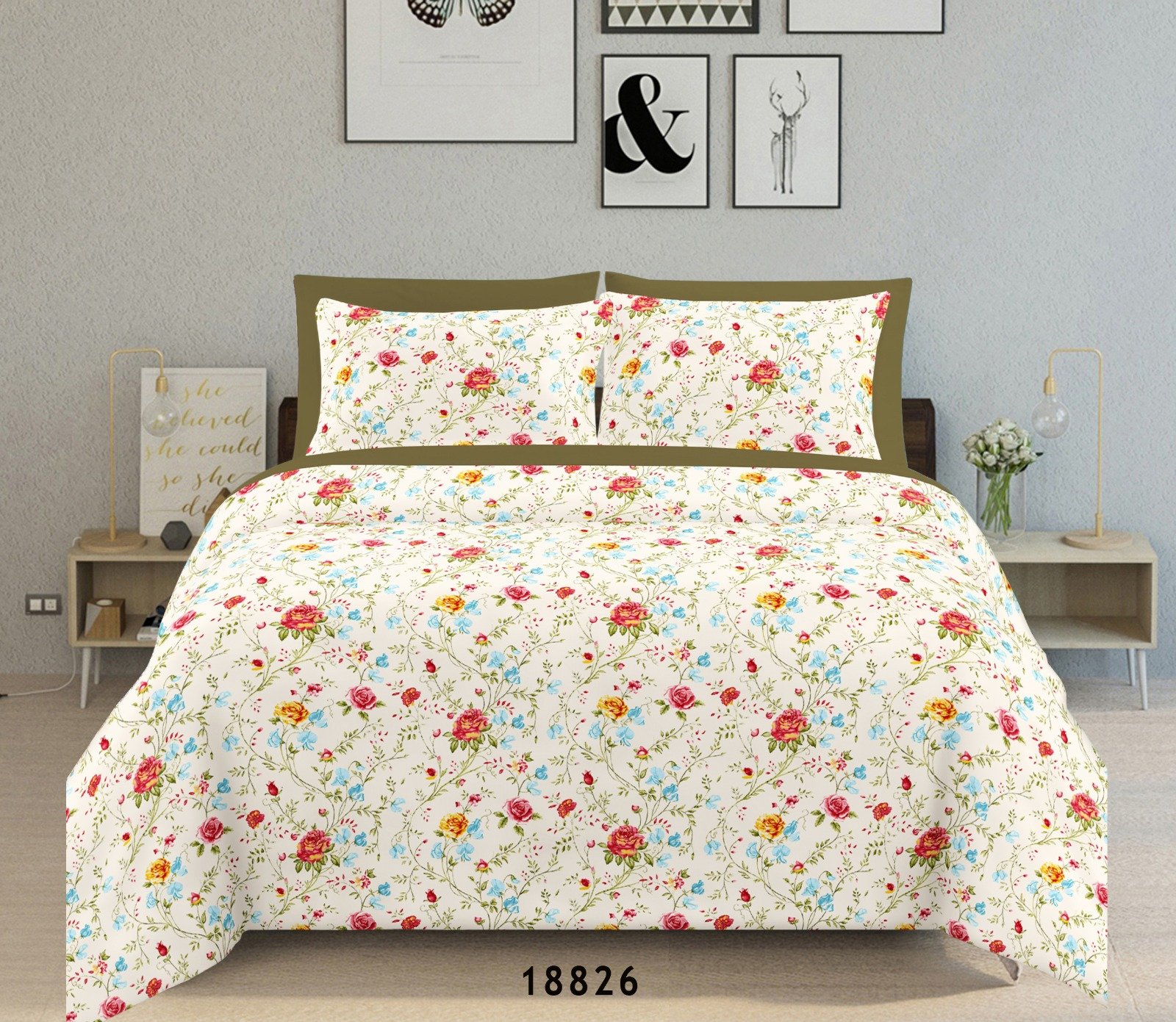 Jaipuri King Size Cotton Bedsheet 108x108 Inches with Pillow Covers